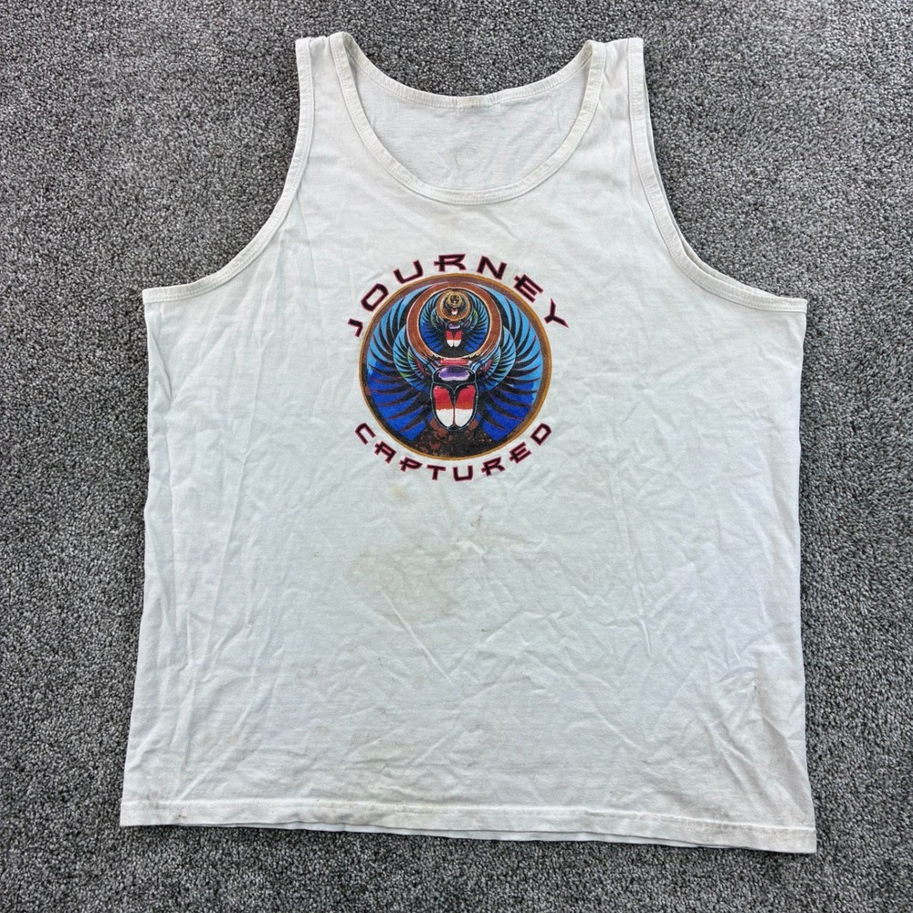 Y2K Journey Tank Top Mens XL White Cotton Captured 30th Anniversary Tour Band